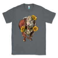 Charcoal Heather hereford bull rope and sunflowers Classic Tee - LillyAllenDesigns