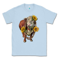 Dusty Blue hereford bull rope and sunflowers Classic Tee - LillyAllenDesigns