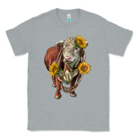 Heather Grey hereford bull rope and sunflowers Classic Tee - LillyAllenDesigns