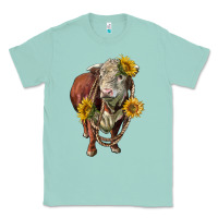 Seafoam hereford bull rope and sunflowers Classic Tee - LillyAllenDesigns