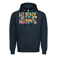 Navy Hunny Bunny Easter Zipper Hoodie - BundleAndBundleShop