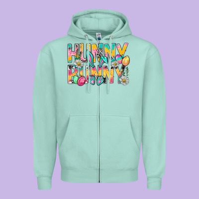 Hunny Bunny Easter Zipper Hoodie Designed By Bundleandbundleshop