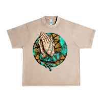 French Oak western praying hands prayer rosary  faith cross Urban Heavy Tee - BarkalooDesign