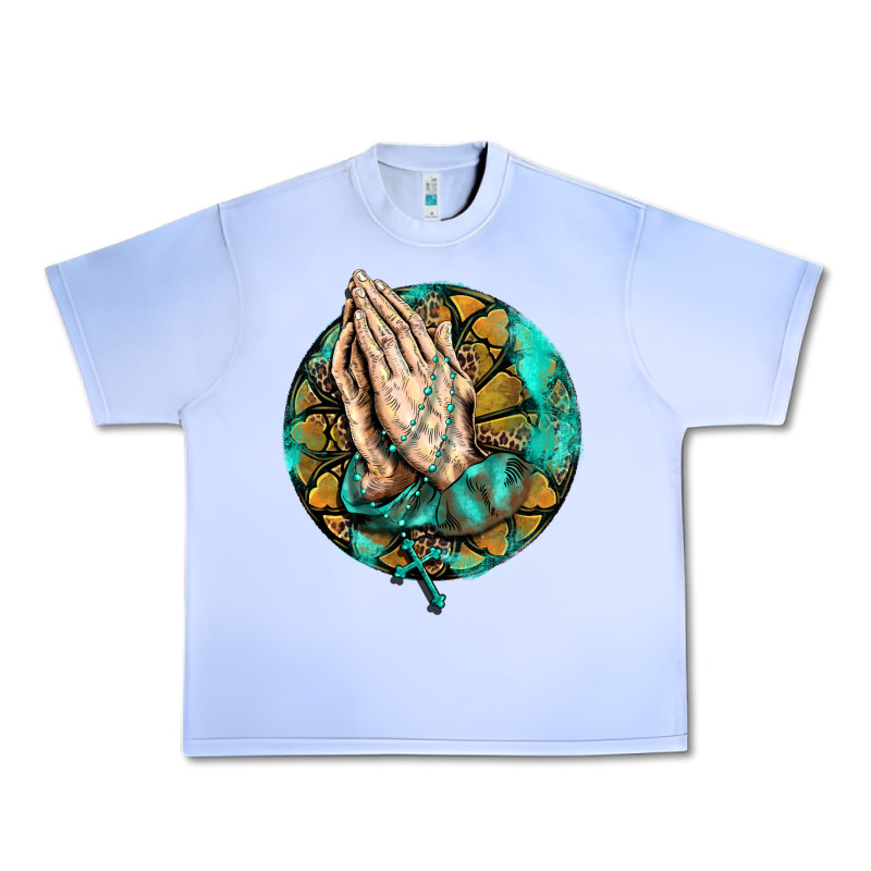 Western Praying Hands Prayer Rosary  Faith Cross Urban Heavy Tee by BarkalooDesign | Teevron