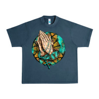 Midnight Navy western praying hands prayer rosary  faith cross Urban Heavy Tee - BarkalooDesign