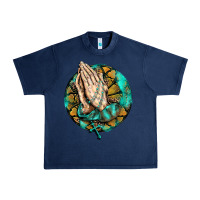 Navy western praying hands prayer rosary  faith cross Urban Heavy Tee - BarkalooDesign