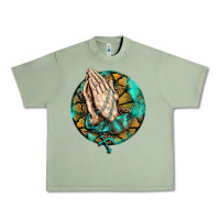 Oil Green western praying hands prayer rosary  faith cross Urban Heavy Tee - BarkalooDesign