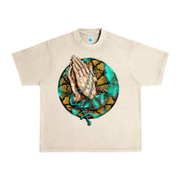 Sandshell western praying hands prayer rosary  faith cross Urban Heavy Tee - BarkalooDesign