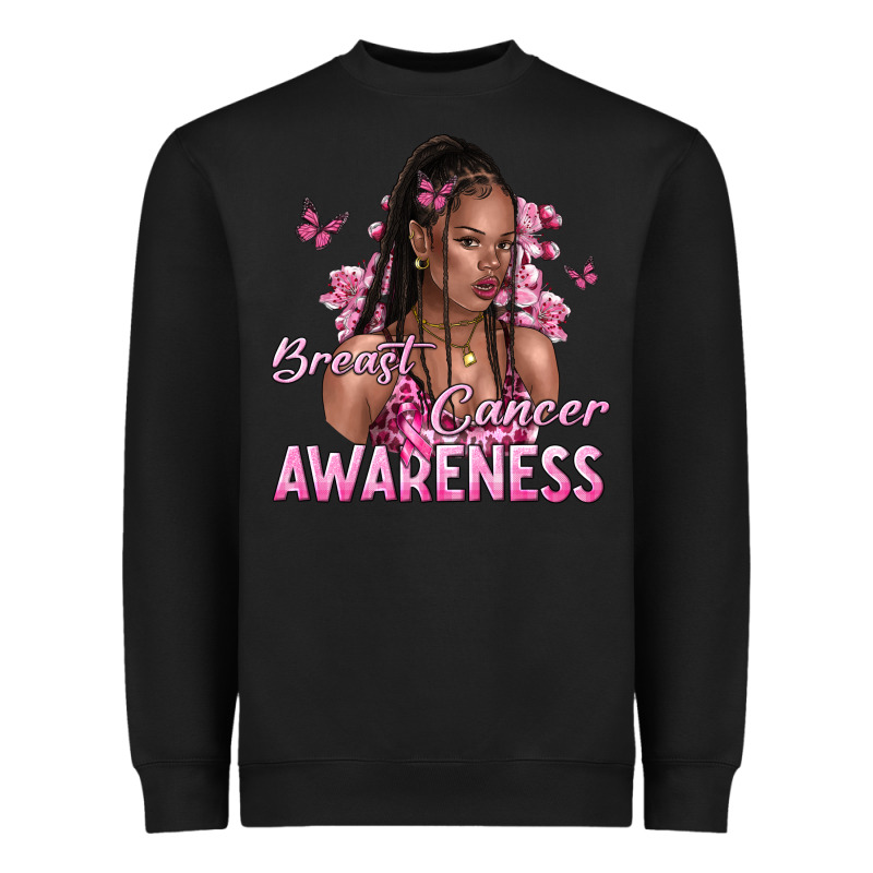 Breast Cancer Awareness Afro Woman Heavyweight Sweatshirt by NancyCooperArtShop | Teevron