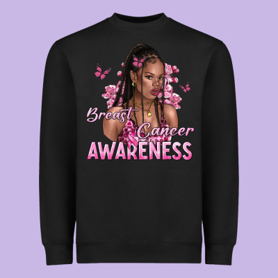 Breast Cancer Awareness Afro Woman Heavyweight Sweatshirt Designed By Nancycooperartshop