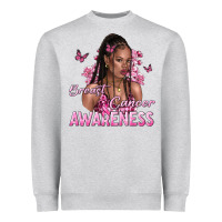 Heather Grey breast cancer awareness afro woman Heavyweight Sweatshirt - NancyCooperArtShop
