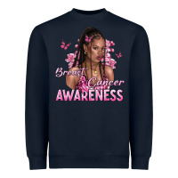 Navy breast cancer awareness afro woman Heavyweight Sweatshirt - NancyCooperArtShop