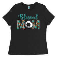 Black western blessed mom with soccer Ladies Tee - texasbilliewilder
