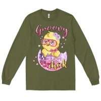 Army Green groovy chick easter Long Sleeve Tee - MaliasSmallBusiness