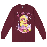 Burgundy groovy chick easter Long Sleeve Tee - MaliasSmallBusiness