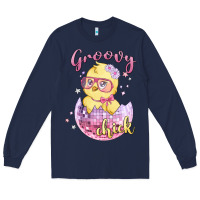 Navy groovy chick easter Long Sleeve Tee - MaliasSmallBusiness