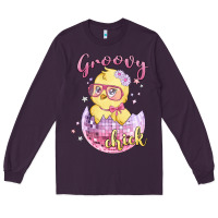 Plum groovy chick easter Long Sleeve Tee - MaliasSmallBusiness