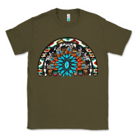 Army Green western turquoise aztec cowhide serape  rainbows Classic Tee - AdoDesignShop