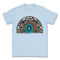Dusty Blue western turquoise aztec cowhide serape  rainbows Classic Tee - AdoDesignShop