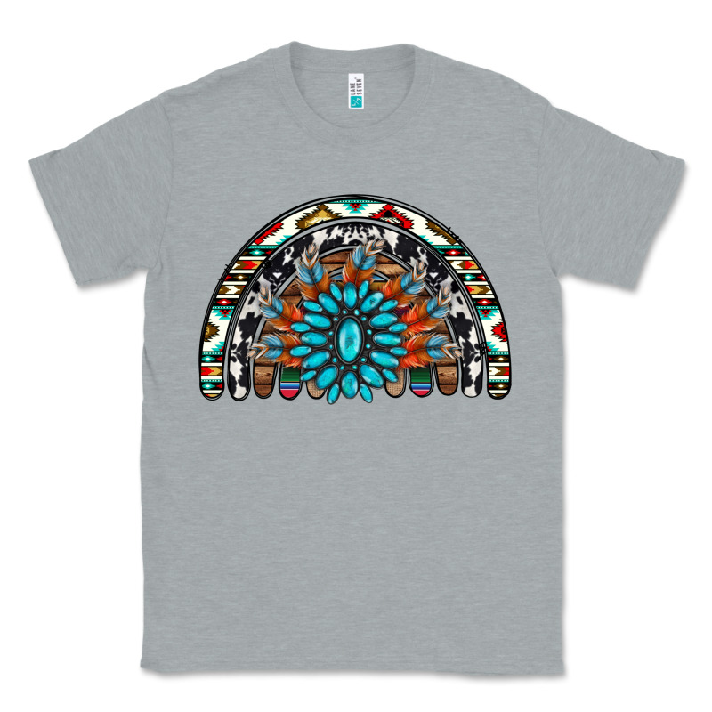 Western Turquoise Aztec Cowhide Serape  Rainbows Classic Tee by AdoDesignShop | Teevron