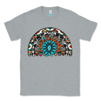 Heather Grey western turquoise aztec cowhide serape  rainbows Classic Tee - AdoDesignShop