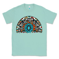 Seafoam western turquoise aztec cowhide serape  rainbows Classic Tee - AdoDesignShop