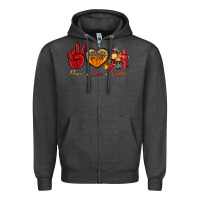 Charcoal Heather Peace Love Firefighter Zipper Hoodie - BundleAndBundleShop