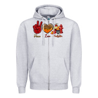 Heather Grey Peace Love Firefighter Zipper Hoodie - BundleAndBundleShop