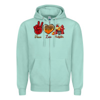 Seafoam Peace Love Firefighter Zipper Hoodie - BundleAndBundleShop