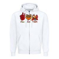 White Peace Love Firefighter Zipper Hoodie - BundleAndBundleShop