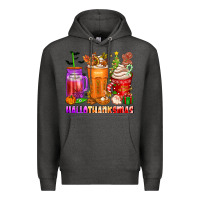 Charcoal Heather hallothanksmas coffee cups Premium Hoodie - texasbilliewilder