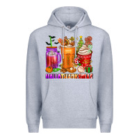 Heather Grey hallothanksmas coffee cups Premium Hoodie - texasbilliewilder