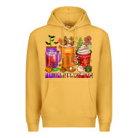 Mustard hallothanksmas coffee cups Premium Hoodie - texasbilliewilder