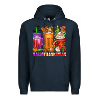 Navy hallothanksmas coffee cups Premium Hoodie - texasbilliewilder