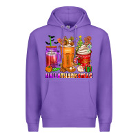 Purple hallothanksmas coffee cups Premium Hoodie - texasbilliewilder