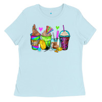 Baby Blue nail art coffee cups Ladies Tee - Zillion Design Studio