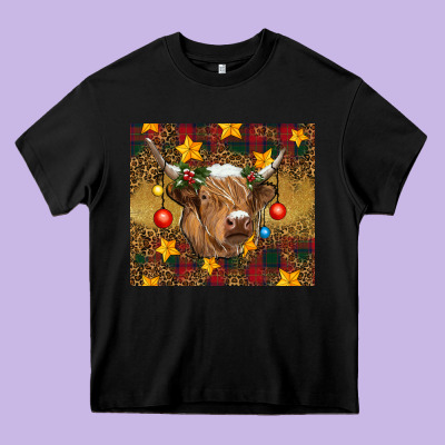 Christmas Highland Cow Tumbler Heavy Core Tee Designed By Ranaportraitstore