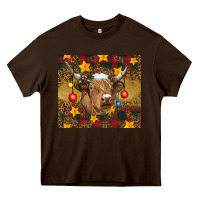 Chocolate Brown christmas highland cow tumbler Heavy Core Tee - RanaPortraitStore