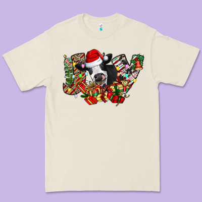 Christmas Joy Cow Premium Tee Designed By Cowhidedigitalart