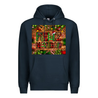 Navy feliz navidad Christmas cactus leopard Premium Hoodie - JahusDesignShop
