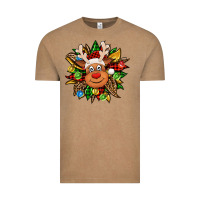 Vintage Coffee Christmas reindeer sunflower Vintage Tee - Jasminsmagicworld