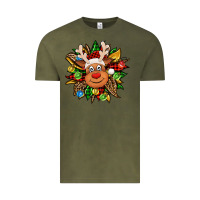 Vintage Olive Christmas reindeer sunflower Vintage Tee - Jasminsmagicworld