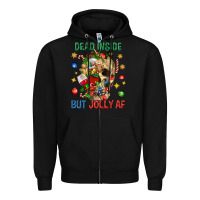 Black Dead Inside But Jolly Af Zipper Hoodie - BundleAndBundleShop