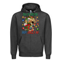 Charcoal Heather Dead Inside But Jolly Af Zipper Hoodie - BundleAndBundleShop