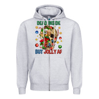Heather Grey Dead Inside But Jolly Af Zipper Hoodie - BundleAndBundleShop