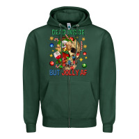 Sports Green Dead Inside But Jolly Af Zipper Hoodie - BundleAndBundleShop