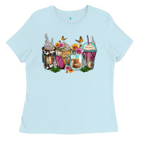 Baby Blue floral coffee cups Ladies Tee - Zillion Design Studio