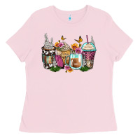 Bubblegum Pink floral coffee cups Ladies Tee - Zillion Design Studio