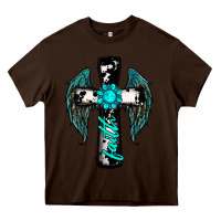 Chocolate Brown cross faith gemstone wings Heavy Core Tee - RanaPortraitStore