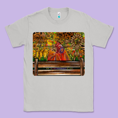 Farm Life Rooster Classic Tee Designed By Cowhidedigitalart